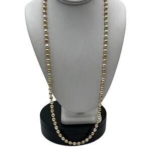Napier Signed Vintage Champagne Neutral Colors Glass Pearl Long Necklace